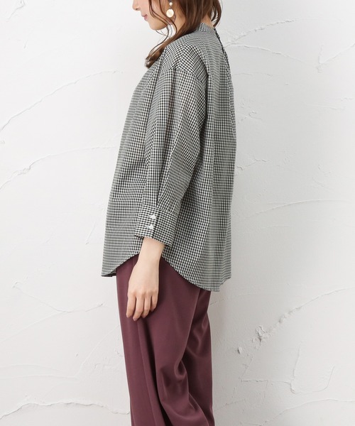 NAVY(ネイビー)の「プチハイネック 7分袖ブラウス(シャツ/ブラウス・レディース・ネイビー/ブラック/ベージュ・L/M)」の8枚目の写真