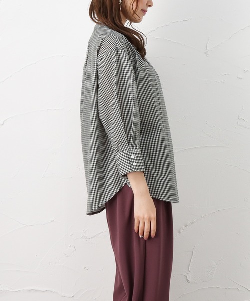 NAVY(ネイビー)の「プチハイネック 7分袖ブラウス(シャツ/ブラウス・レディース・ネイビー/ブラック/ベージュ・L/M)」の9枚目の写真