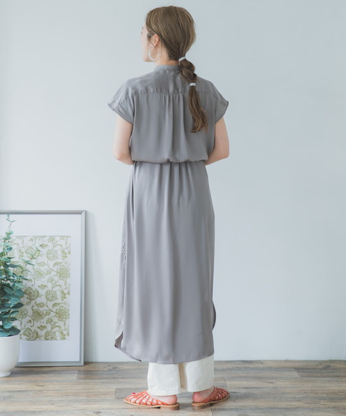 ITEMS URBANRESEARCH（アイテムズ アーバンリサーチ）の「フレンチスリーブサテンワンピース（ワンピース・レディース・グリーン/イエロー/グレー・FREE）」の22枚目の写真