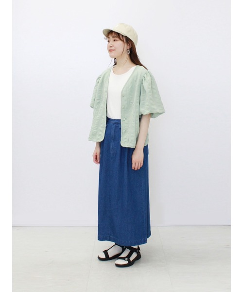 ehka sopo（エヘカソポ）の「Vネックパフスリーブブラウス（シャツ/ブラウス・レディース・ラベンダー/オフホワイト/グリーン/ブラック・ﾌﾘ-）」の13枚目の写真