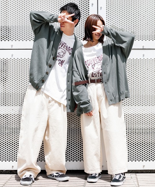 PairPair（ペアペア）の「Vネックルーズカーディガン（ユニセックス）（カーディガン/ボレロ・メンズ・ブラック/マスタード/グレイッシュベージュ/グレイッシュブルー・FREE）」の5枚目の写真