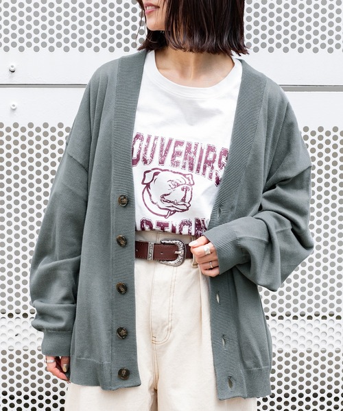 PairPair（ペアペア）の「Vネックルーズカーディガン（ユニセックス）（カーディガン/ボレロ・メンズ・ブラック/マスタード/グレイッシュベージュ/グレイッシュブルー・FREE）」の8枚目の写真