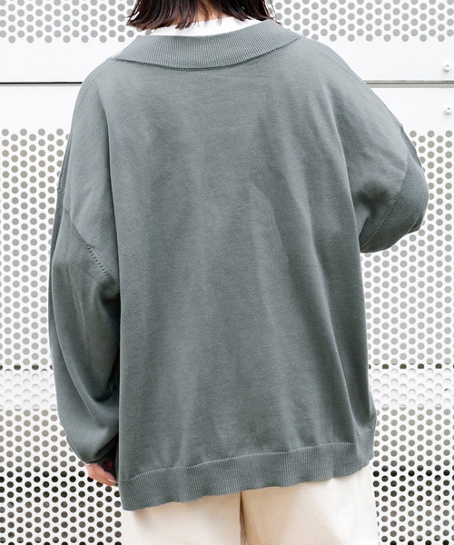 PairPair（ペアペア）の「Vネックルーズカーディガン（ユニセックス）（カーディガン/ボレロ・メンズ・ブラック/マスタード/グレイッシュベージュ/グレイッシュブルー・FREE）」の10枚目の写真