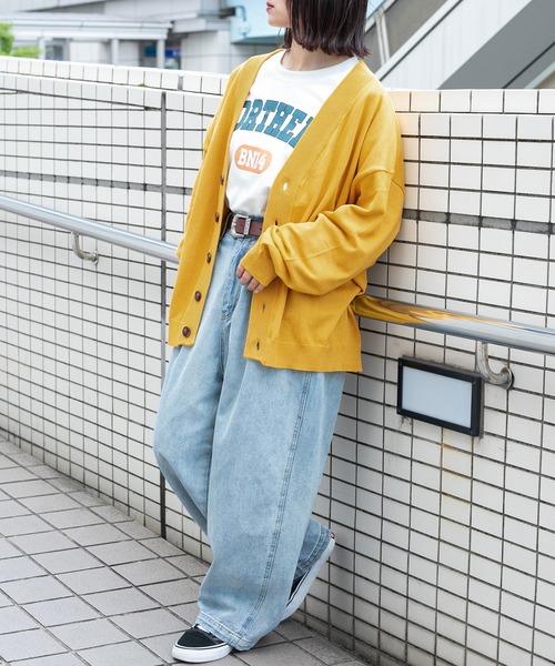 PairPair（ペアペア）の「Vネックルーズカーディガン（ユニセックス）（カーディガン/ボレロ・メンズ・ブラック/マスタード/グレイッシュベージュ/グレイッシュブルー・FREE）」の18枚目の写真