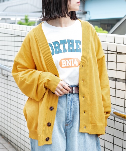 PairPair（ペアペア）の「Vネックルーズカーディガン（ユニセックス）（カーディガン/ボレロ・メンズ・ブラック/マスタード/グレイッシュベージュ/グレイッシュブルー・FREE）」の19枚目の写真