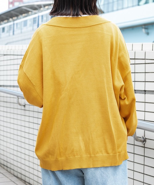 PairPair（ペアペア）の「Vネックルーズカーディガン（ユニセックス）（カーディガン/ボレロ・メンズ・ブラック/マスタード/グレイッシュベージュ/グレイッシュブルー・FREE）」の21枚目の写真