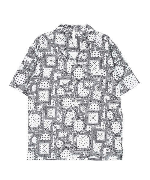 Lulu ＆ Arnie（るるあんどあーにー）の「【セットアップで着用可能】ポリエステル 総柄 オープンカラー 半袖 シャツ（シャツ/ブラウス・メンズ・ブラック系その他/ホワイト系その他・MEDIUM/LARGE/X-LARGE）」の14枚目の写真