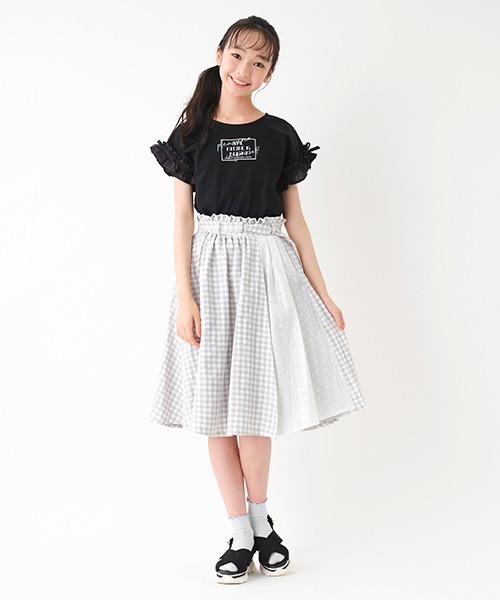 Lindsay（リンジィ）の「切り替えミディスカート（スカート・キッズ・ベージュ/エメラルド/グレー・160cm/150cm/140cm）」の2枚目の写真