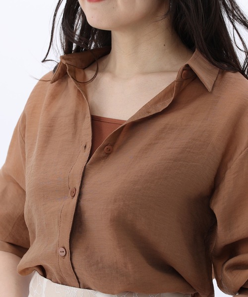 Fabulous Angela（ファビュラスアンジェラ）の「キャミ付きエアリーシャツ（シャツ/ブラウス・レディース・モカ/カーキ/ブルー・FREE）」の15枚目の写真