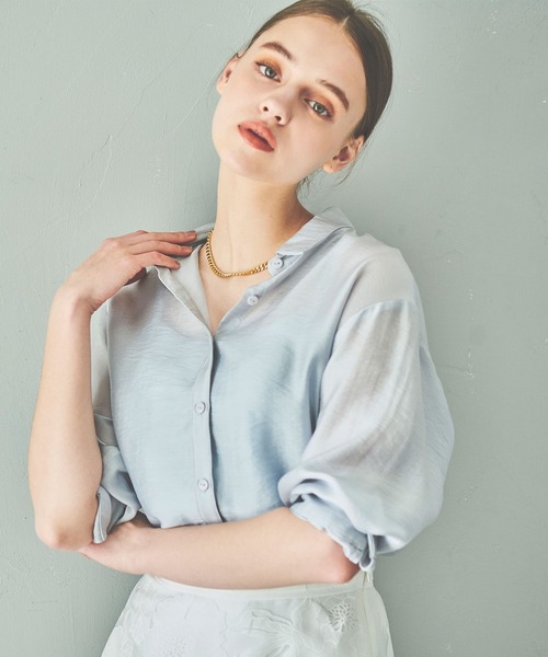 Fabulous Angela（ファビュラスアンジェラ）の「キャミ付きエアリーシャツ（シャツ/ブラウス・レディース・モカ/カーキ/ブルー・FREE）」の9枚目の写真