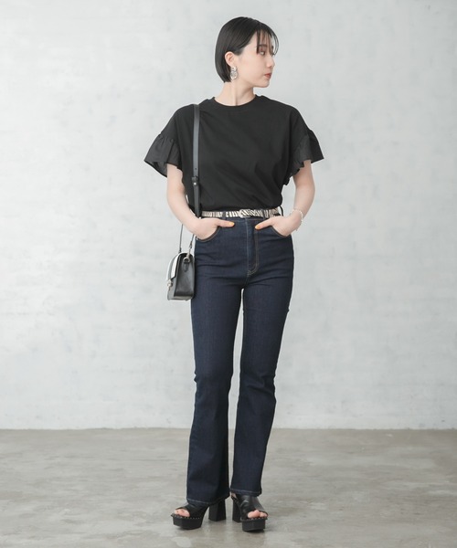 PAGEBOY(ページボーイ)の「フリルスリーブプルオーバー(Tシャツ/カットソー・レディース・ブラック/パープル/オフホワイト・FREE)」の7枚目の写真