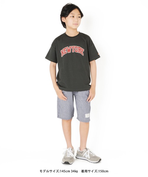 GLAZOS（グラソス）の「天竺・接触冷感ドロップショルダー袖刺繍入りシティロゴ半袖Tシャツ（Tシャツ/カットソー・キッズ・チャコールグレー/ライトブルー/ベージュ・130cm/140cm/150cm/160cm/170cm）」の14枚目の写真