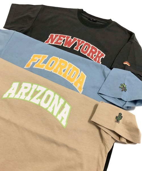 GLAZOS（グラソス）の「天竺・接触冷感ドロップショルダー袖刺繍入りシティロゴ半袖Tシャツ（Tシャツ/カットソー・キッズ・チャコールグレー/ライトブルー/ベージュ・130cm/140cm/150cm/160cm/170cm）」の8枚目の写真