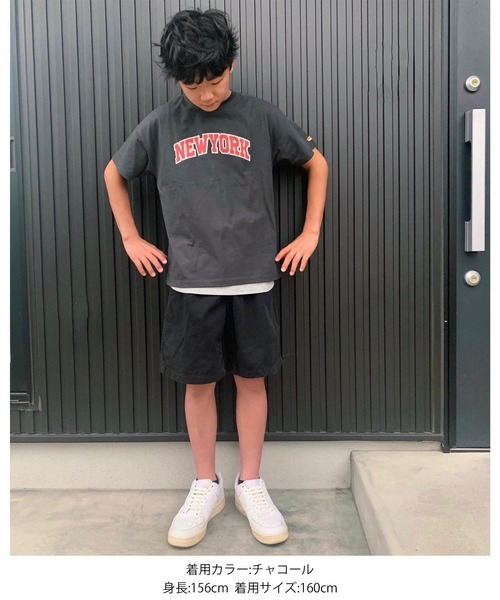 GLAZOS（グラソス）の「天竺・接触冷感ドロップショルダー袖刺繍入りシティロゴ半袖Tシャツ（Tシャツ/カットソー・キッズ・チャコールグレー/ライトブルー/ベージュ・130cm/140cm/150cm/160cm/170cm）」の18枚目の写真