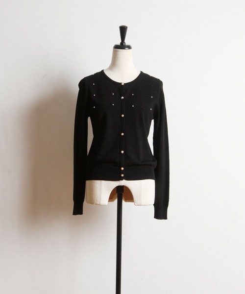 tocco closet(トッコ クローゼット)の「パール付き透かし編みUV加工カーディガン(カーディガン/ボレロ・レディース・ブラック/ピンク系その他・M)」の16枚目の写真