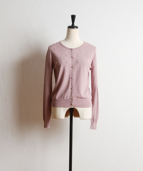tocco closet(トッコ クローゼット)の「パール付き透かし編みUV加工カーディガン(カーディガン/ボレロ・レディース・ブラック/ピンク系その他・M)」の17枚目の写真