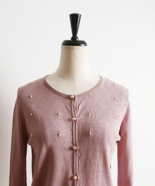 tocco closet(トッコ クローゼット)の「パール付き透かし編みUV加工カーディガン(カーディガン/ボレロ・レディース・ブラック/ピンク系その他・M)」の20枚目の写真