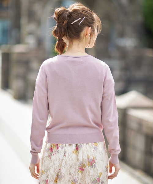 tocco closet(トッコ クローゼット)の「パール付き透かし編みUV加工カーディガン(カーディガン/ボレロ・レディース・ブラック/ピンク系その他・M)」の15枚目の写真