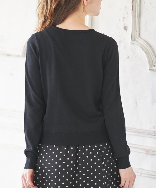 tocco closet(トッコ クローゼット)の「パール付き透かし編みUV加工カーディガン(カーディガン/ボレロ・レディース・ブラック/ピンク系その他・M)」の9枚目の写真