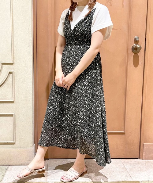 ☘️25新作 ♡ Aje アジュ 白キャミワンピース 新品♡　019 petit flowerチュールキャミワンピース / プチフラワーチュール