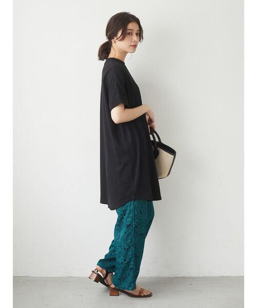 Green　Parks（グリーンパークス）の「リブポイントTチュニック＊（Tシャツ/カットソー・レディース・ブラック/ベージュ/ブラウン/オフホワイト・FREE）」の7枚目の写真