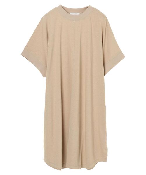 Green　Parks（グリーンパークス）の「リブポイントTチュニック＊（Tシャツ/カットソー・レディース・ブラック/ベージュ/ブラウン/オフホワイト・FREE）」の4枚目の写真