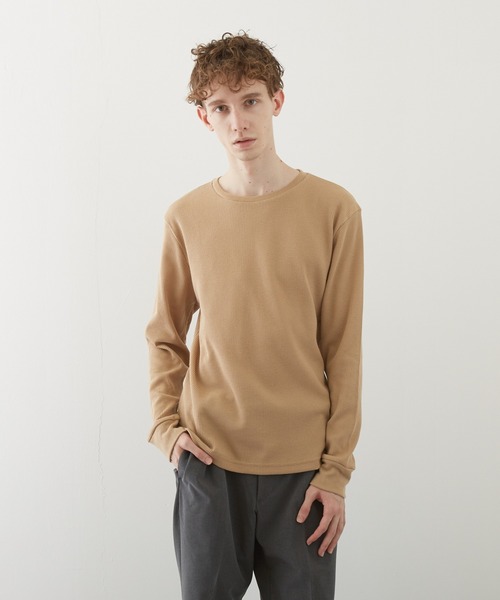 TONE SELECT WEAR（トーンセレクトウェア）の「【TONE BY AS】ワッフルクルーネックT(BL)（Tシャツ/カットソー・メンズ・ホワイト/ブラック/ベージュ/ネイビー/グレー/カーキ/ライトピンク・MEDIUM/LARGE）」の2枚目の写真