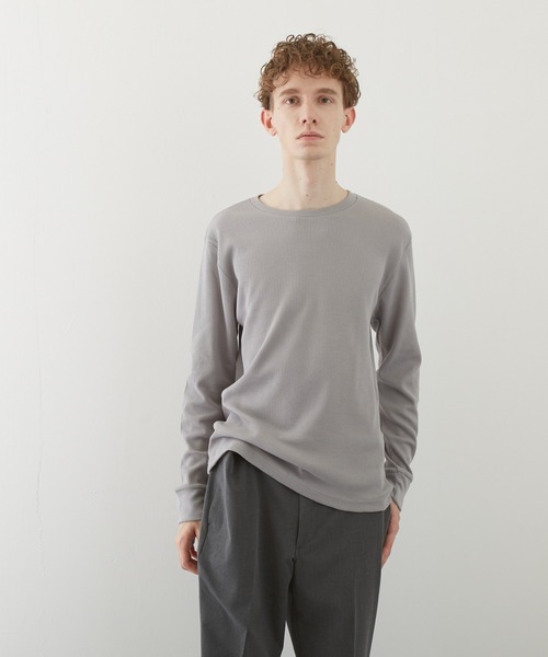 TONE SELECT WEAR（トーンセレクトウェア）の「【TONE BY AS】ワッフルクルーネックT(BL)（Tシャツ/カットソー・メンズ・ホワイト/ブラック/ベージュ/ネイビー/グレー/カーキ/ライトピンク・MEDIUM/LARGE）」の4枚目の写真
