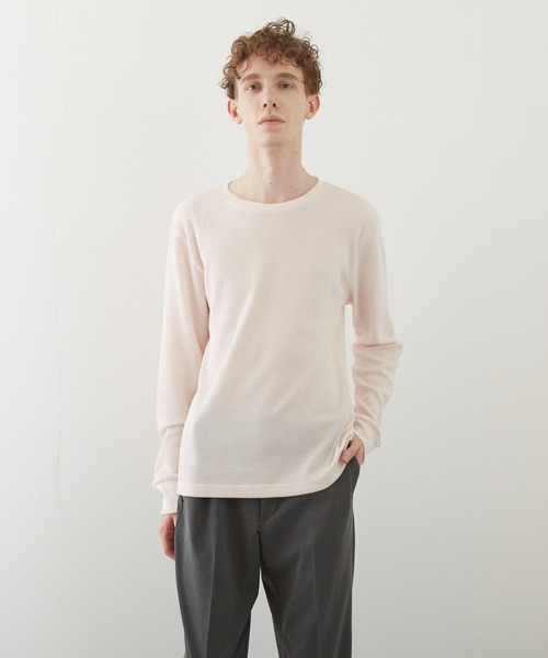 TONE SELECT WEAR（トーンセレクトウェア）の「【TONE BY AS】ワッフルクルーネックT(BL)（Tシャツ/カットソー・メンズ・ホワイト/ブラック/ベージュ/ネイビー/グレー/カーキ/ライトピンク・MEDIUM/LARGE）」の7枚目の写真