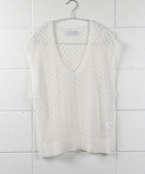 me+em select（ミームセレクト）の「クロシェニットオーバーベスト（ベスト・レディース・ブルー/アイボリー/ブラック/ベージュ・FREE）」の11枚目の写真