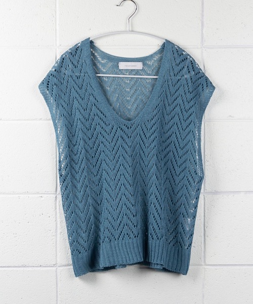 me+em select（ミームセレクト）の「クロシェニットオーバーベスト（ベスト・レディース・ブルー/アイボリー/ブラック/ベージュ・FREE）」の13枚目の写真