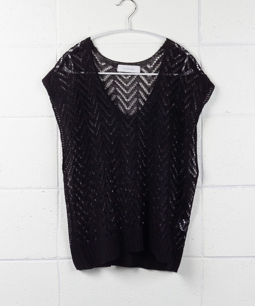 me+em select（ミームセレクト）の「クロシェニットオーバーベスト（ベスト・レディース・ブルー/アイボリー/ブラック/ベージュ・FREE）」の14枚目の写真