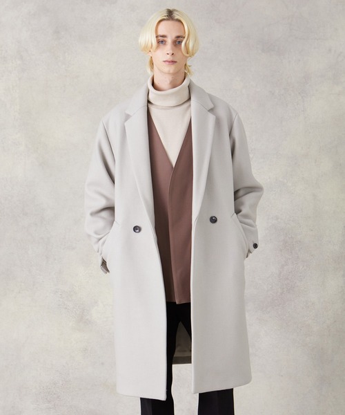 PUBLIC TOKYO（パブリックトウキョウ）の「スーパードライ/ノーカラーカーディガンジャケット（ノーカラージャケット・メンズ・アイボリー/ブラウン・1/2）」の7枚目の写真