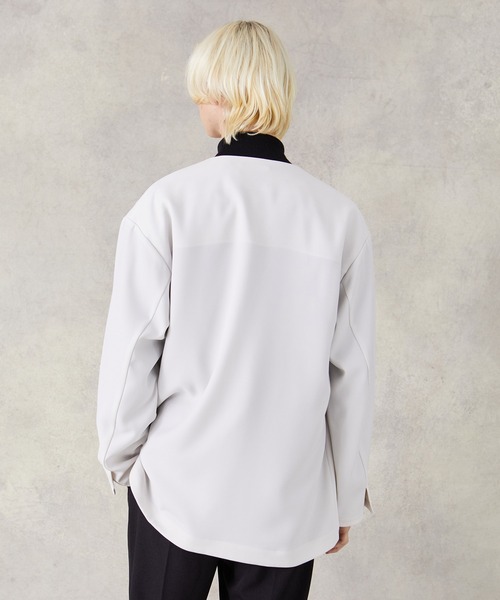 PUBLIC TOKYO（パブリックトウキョウ）の「スーパードライ/ノーカラーカーディガンジャケット（ノーカラージャケット・メンズ・アイボリー/ブラウン・1/2）」の20枚目の写真