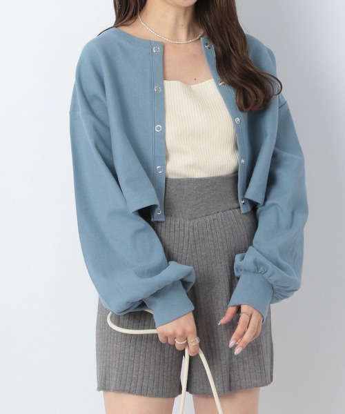 Heather（ヘザー）の「スナップボタンカットカーディガン　219169（Tシャツ/カットソー・レディース・ブラック/レッド/オレンジ/ブルー/グリーン/アイボリー/ピンク・FREE）」の4枚目の写真