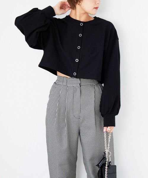 Heather（ヘザー）の「スナップボタンカットカーディガン　219169（Tシャツ/カットソー・レディース・ブラック/レッド/オレンジ/ブルー/グリーン/アイボリー/ピンク・FREE）」の3枚目の写真