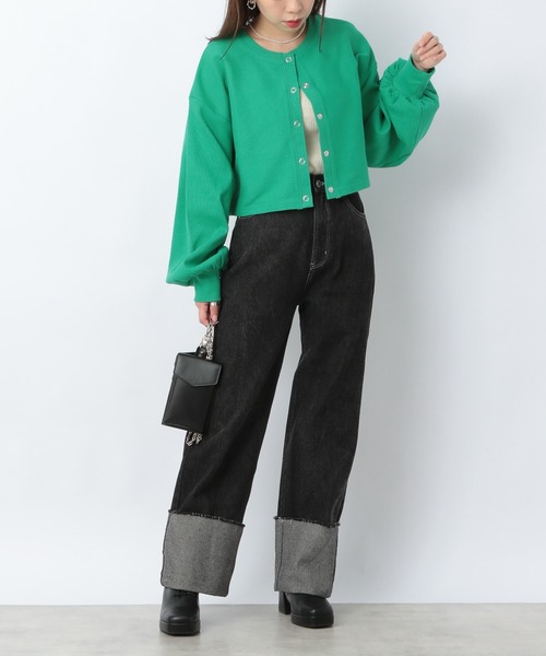 Heather（ヘザー）の「スナップボタンカットカーディガン　219169（Tシャツ/カットソー・レディース・ブラック/レッド/オレンジ/ブルー/グリーン/アイボリー/ピンク・FREE）」の14枚目の写真