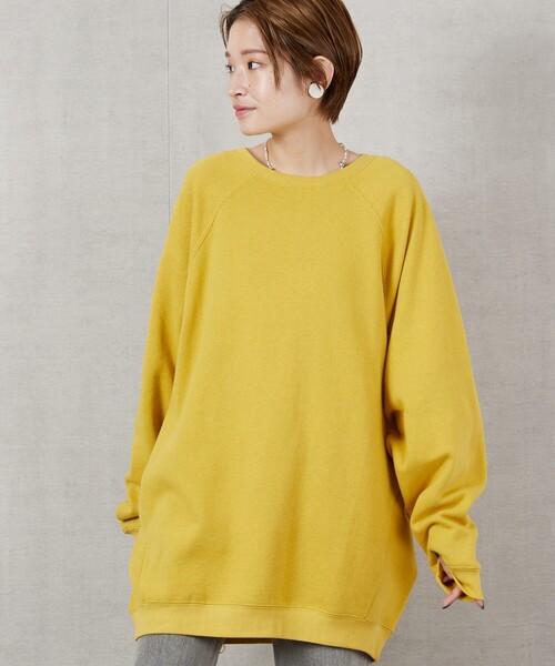 FREAK'S STORE（フリークスストア）の「▽【WEB限定】OE裏起毛ラグランプルオーバー（スウェット・レディース・ホワイト/グリーン/ナチュラル/イエロー/ブラック・ﾌﾘ-）」の5枚目の写真