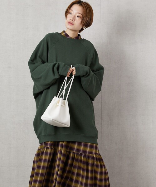 FREAK'S STORE（フリークスストア）の「▽【WEB限定】OE裏起毛ラグランプルオーバー（スウェット・レディース・ホワイト/グリーン/ナチュラル/イエロー/ブラック・ﾌﾘ-）」の4枚目の写真