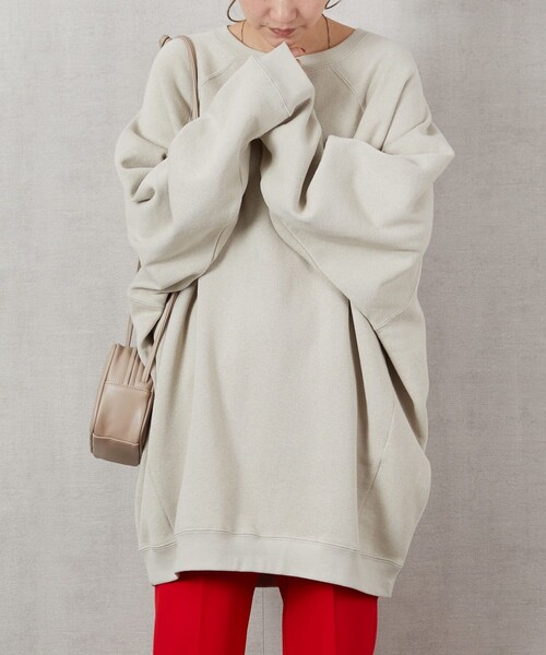 FREAK'S STORE（フリークスストア）の「▽【WEB限定】OE裏起毛ラグランプルオーバー（スウェット・レディース・ホワイト/グリーン/ナチュラル/イエロー/ブラック・ﾌﾘ-）」の7枚目の写真