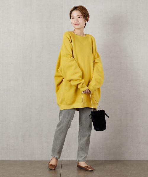 FREAK'S STORE（フリークスストア）の「▽【WEB限定】OE裏起毛ラグランプルオーバー（スウェット・レディース・ホワイト/グリーン/ナチュラル/イエロー/ブラック・ﾌﾘ-）」の8枚目の写真