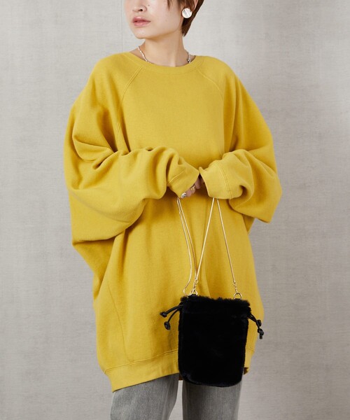 FREAK'S STORE（フリークスストア）の「▽【WEB限定】OE裏起毛ラグランプルオーバー（スウェット・レディース・ホワイト/グリーン/ナチュラル/イエロー/ブラック・ﾌﾘ-）」の12枚目の写真