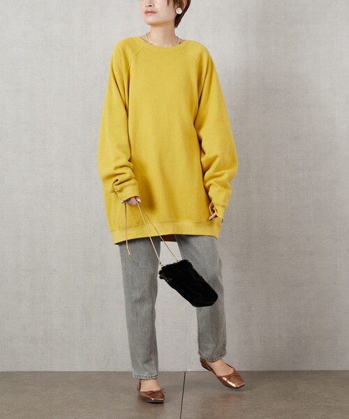FREAK'S STORE（フリークスストア）の「▽【WEB限定】OE裏起毛ラグランプルオーバー（スウェット・レディース・ホワイト/グリーン/ナチュラル/イエロー/ブラック・ﾌﾘ-）」の15枚目の写真