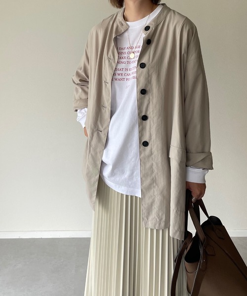 y/m by misato（イムバイミサト）の「スタンドシャツジャケット（その他アウター・レディース・チャコールグレー/ベージュ・FREE）」の2枚目の写真