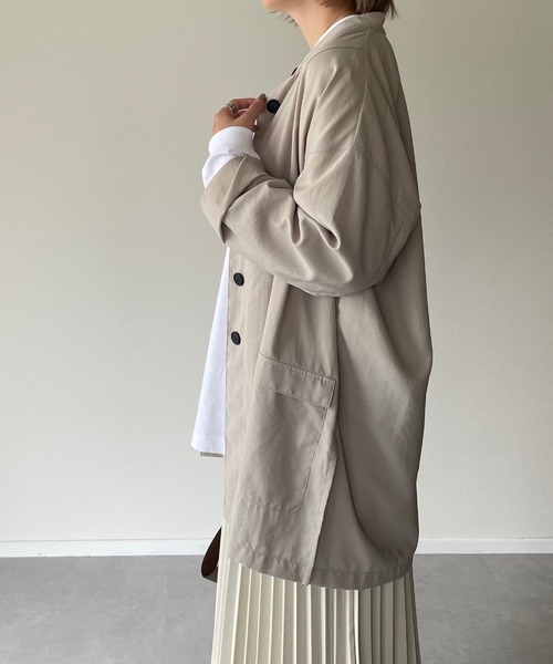 y/m by misato（イムバイミサト）の「スタンドシャツジャケット（その他アウター・レディース・チャコールグレー/ベージュ・FREE）」の4枚目の写真