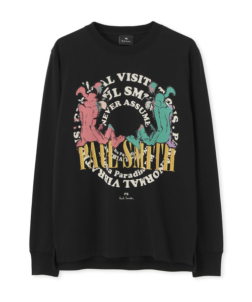 ポールスミス PS Paul Smith *Two Dogs コットンプリントロングスリーブシャツ*S綿薄手カットソーブラック(27-2407-130)【42H42】 ポールスミス PS Paul Smith *Two Dogs コットンプリントロング