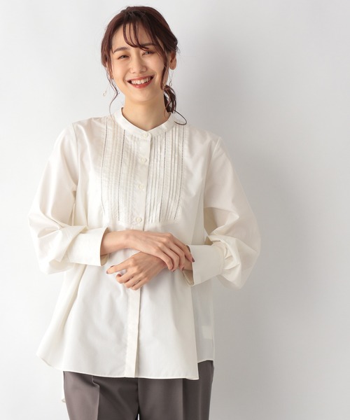 GLOBAL WORK（グローバルワーク）の「テントラインボザムシャツ【MATINEE LINE】/215881（シャツ/ブラウス・レディース・ブラック/オフホワイト/ラベンダー・MEDIUM/LARGE）」の2枚目の写真