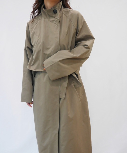 AZUL ENCANTO（アズールエンカント）の「スタンドカラーロングコート（その他アウター・レディース・ベージュ/カーキ・FREE）」の6枚目の写真