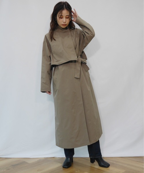AZUL ENCANTO（アズールエンカント）の「スタンドカラーロングコート（その他アウター・レディース・ベージュ/カーキ・FREE）」の7枚目の写真