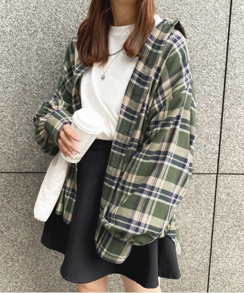apres jour（アプレジュール）の「チェックＢＩＧシャツ【ZOZOTOWN限定アイテム】（シャツ/ブラウス・レディース・グリーン/ブラウン系その他/ボルドー・X-LARGE/フリー）」の2枚目の写真